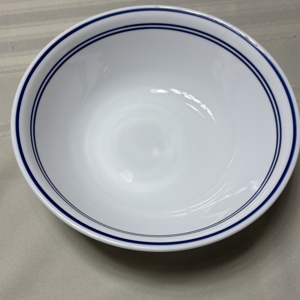 Corelle Classic Cafe Blue 8 1/2" Serving Vegetable Salad Bowl Dark Blue Stripes